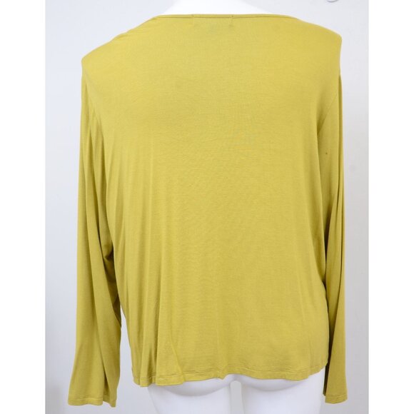 COMFY USA Plus 2X Lime Green Asymmetrical Hem Black Pocket Stretchy Tunic Top Bl - Picture 5 of 8